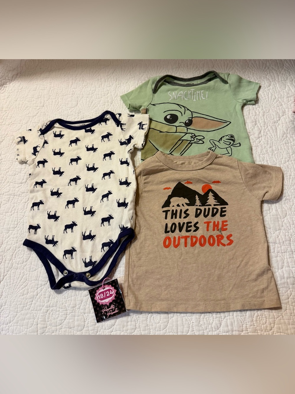 Kids One-Piece and Tee Set - Green, Cream, Tan